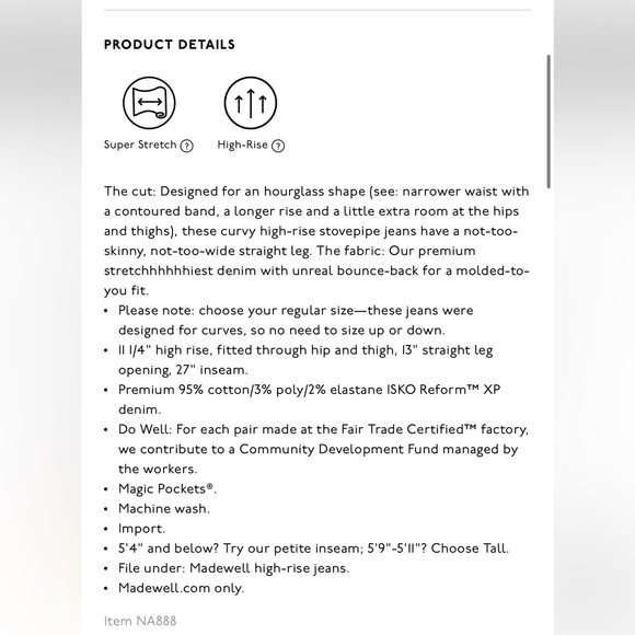 ❌SOLD❌Madewell Curvy Stovepipe Jeans in Ditmas Wash - 26 - Picture 6 of 10